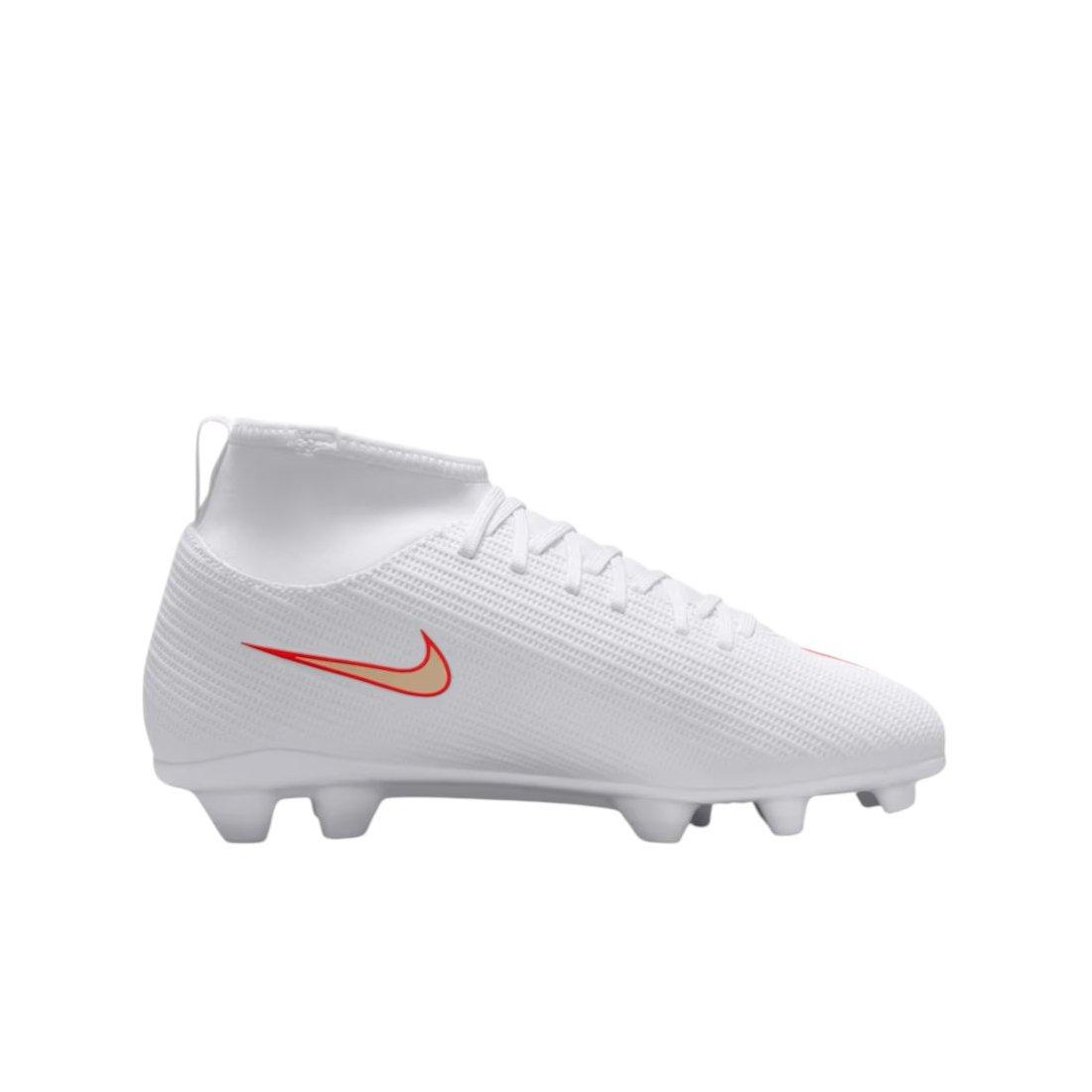 Nike Mercurial Superfly 11 Club FG "White/Bright Crimson/Blur" Grade School Kids' Soccer Cleat - WHITE/CRIMSON/BLUR